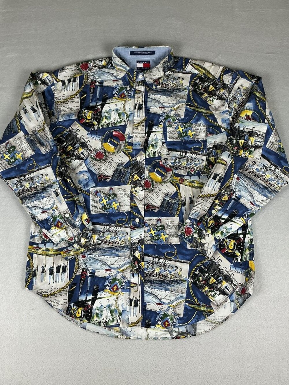 Vintage Tommy Hilfinger Oxford Rowing Navigation Button-up Preppy Shirt Men's L.